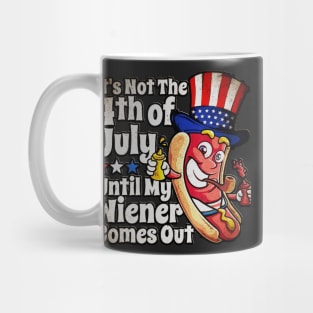 Mens Funny 4th of July Hot Dog Wiener Comes Out Adult Humor Gift Mug